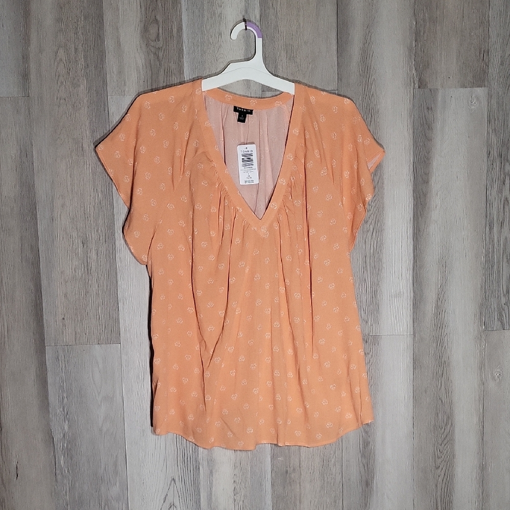 Torrid Womens 1 (1X 14-16) Crinkle Gauze Blouse Flutter‎ Sleeve Floral NEW